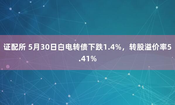 证配所 5月30日白电转债下跌1.4%，转股溢价率5.41%