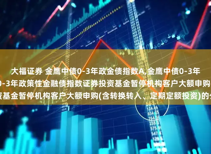 大福证券 金鹰中债0-3年政金债指数A,金鹰中债0-3年政金债指数C: 关于金鹰中债0-3年政策性金融债指数证券投资基金暂停机构客户大额申购(含转换转入、定期定额投资)的公告
